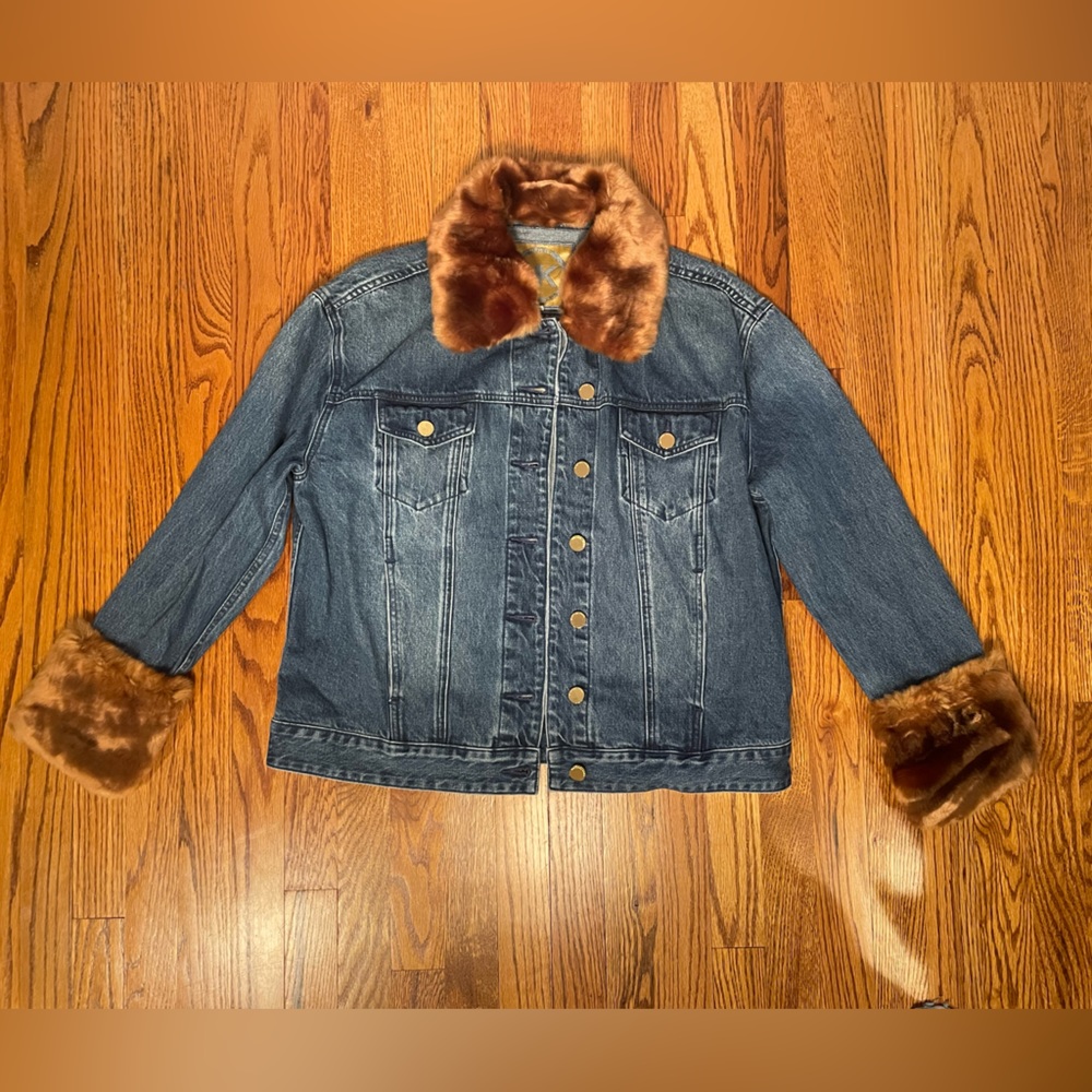 Micheal Kors Faux Fur Trimmed Jean Jacket